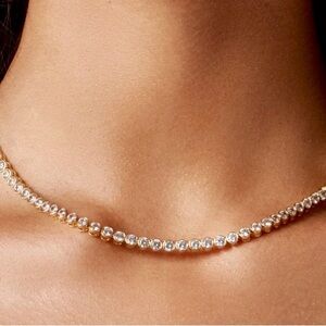 J CREW BEZEL SET CZ NECKLACE NEW W/DUSTBAG 16”W/ 1/2” EXTENDER